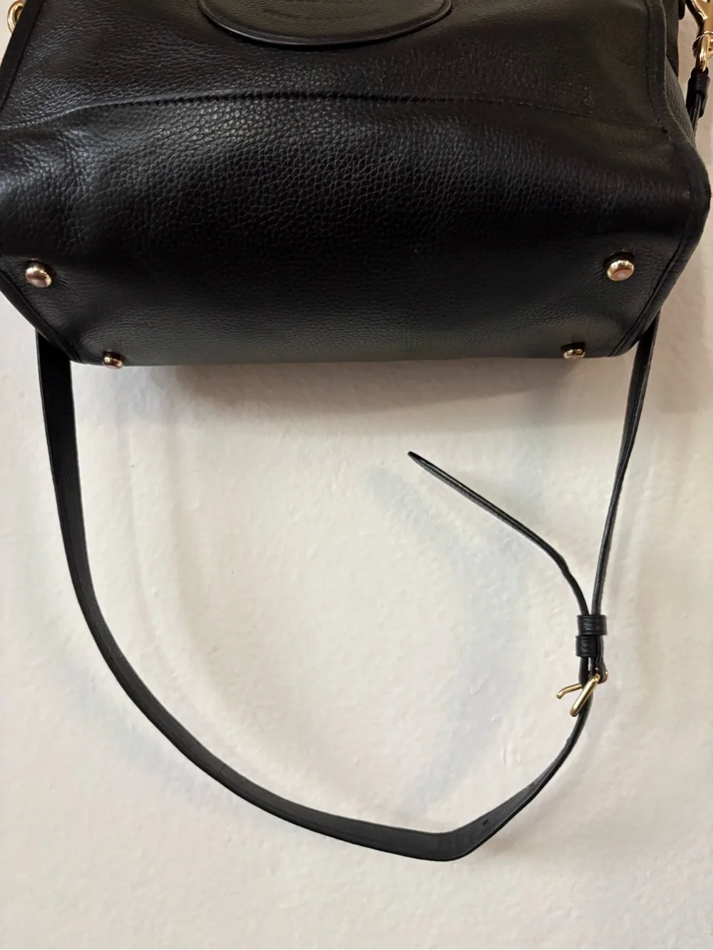Black Leather Tote Bag with Removable Strap
